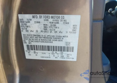2010 Ford Escape Xlt from USA, damaged, VIN 1FMCU0D73AKA93302